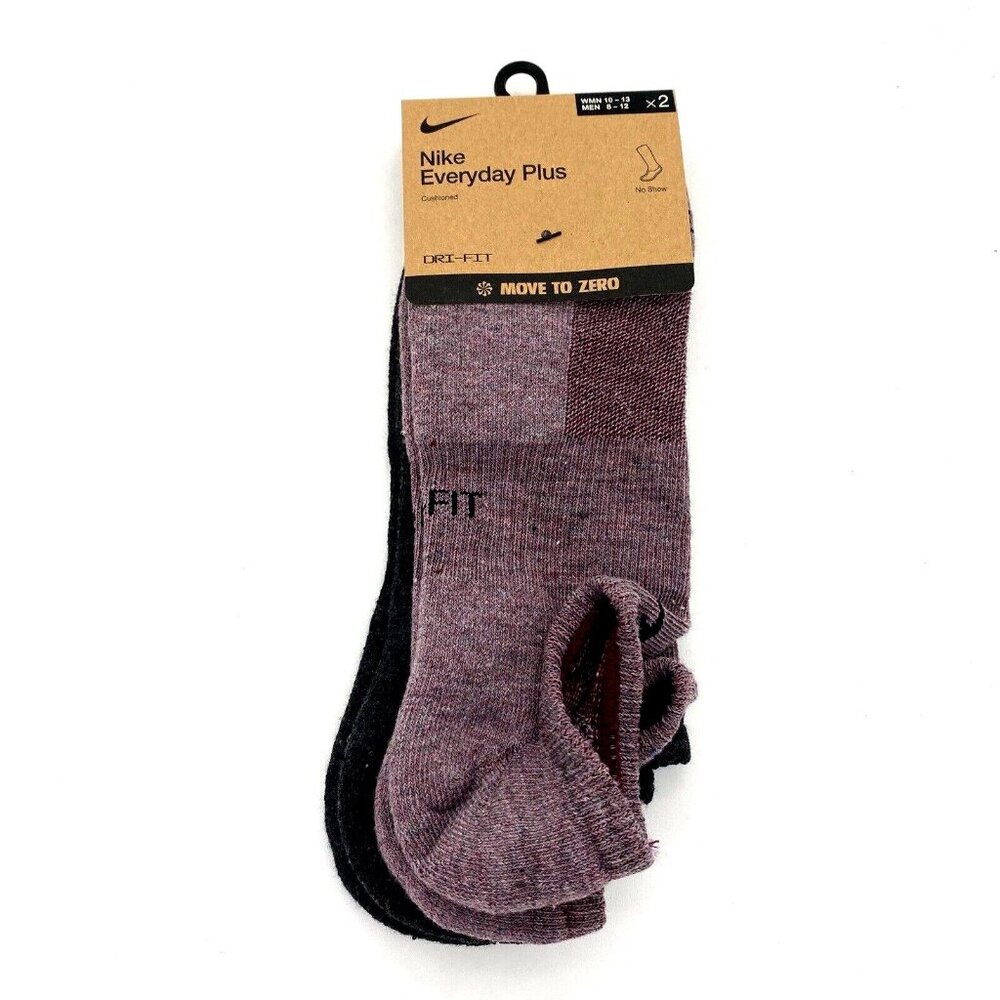 Men's Nike 2-Pack Everyday Plus Cushioned No-Show Socks (8-12) Red Heather Grey